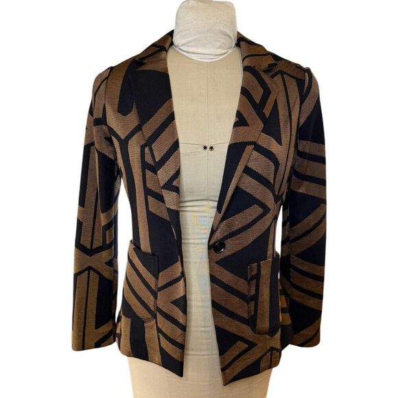 Chico’s Geometric Print Single Button Blazer Black/Gold Size S - Picture 5 of 11